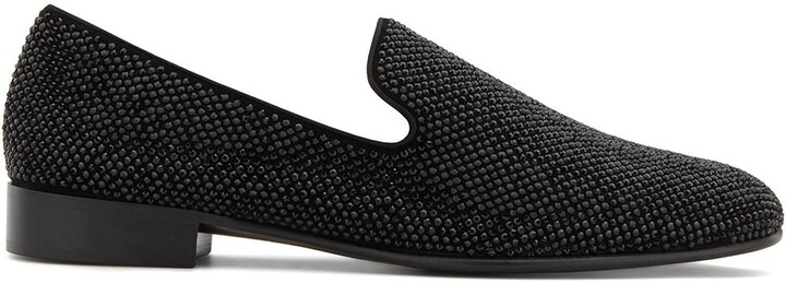 Mens Shoes Slip-on shoes Loafers Giuseppe Zanotti Crystal Lewis Suede Loafers in Black for Men 