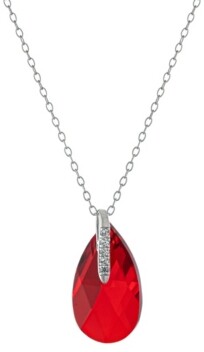 Red teardrop necklace with wire and crystal focal 0313NK