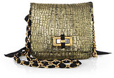 Thumbnail for your product : Lanvin Happy Mini Metallic Crocodile-Embossed Calf Hair Shoulder Bag