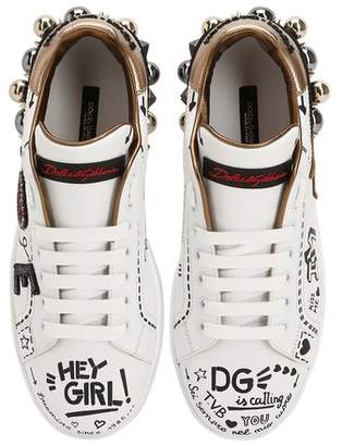 Dolce & Gabbana 20mm Portofino Studded Leather Sneakers