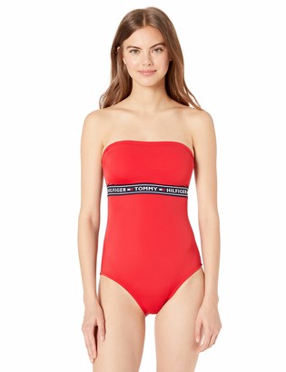 Tommy Hilfiger Women's Iconic Bandeau One Piece Swimsuit