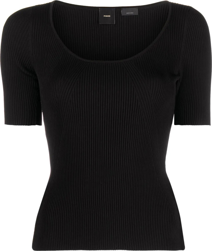 Pinko round-neck ribbed T-shirt