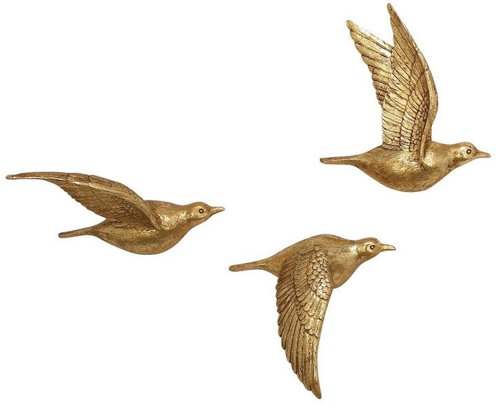 WILLOW ROW Gold Polystone Bird Wall Decor Set of 3 ShopStyle