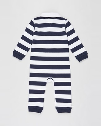 Tommy Hilfiger Blue Longsleeve Rompers - Rugby Stripe LS Coveralls - Babies - Size 0-3 months at The Iconic