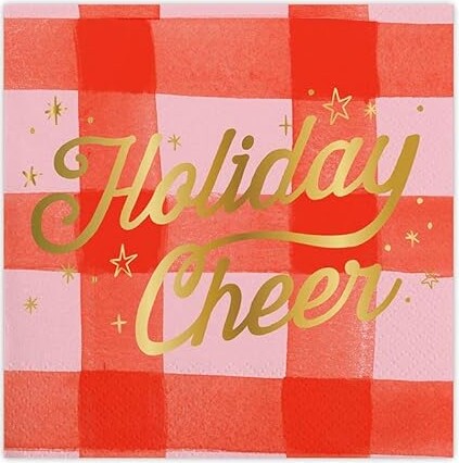 Slant Collections Christmas Cocktail/Beverage Paper Napkins, 20-Count, Holiday Cheer