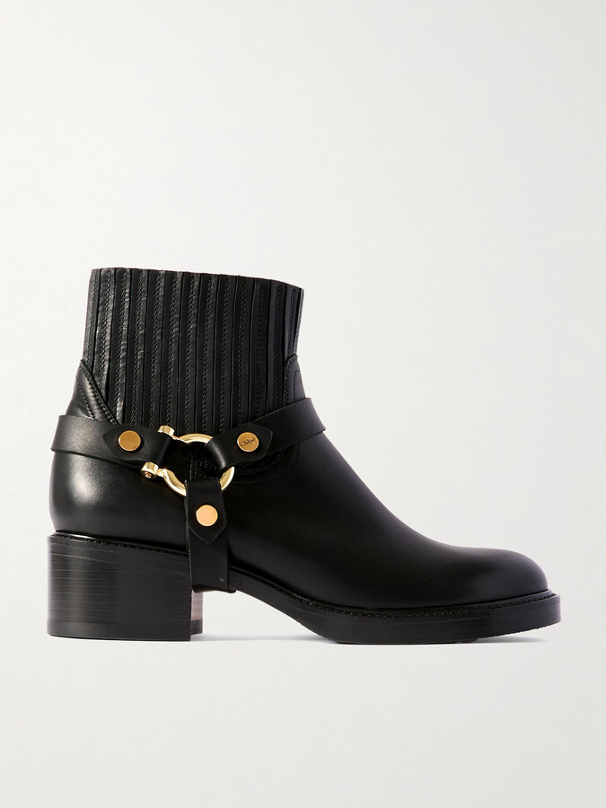 Chloé - Dakota Embellished Leather Ankle Boots - Black