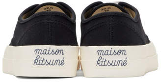 MAISON KITSUNÉ Black Canvas Sneakers