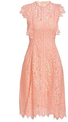 Lela Rose Cap Sleeve Lace A-Line Dress