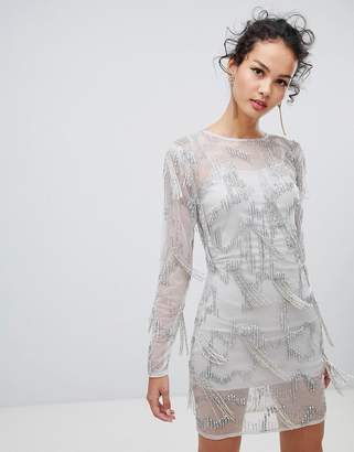 Frock And Frill Frock & Frill Long Sleeve Embellished Shift Dress