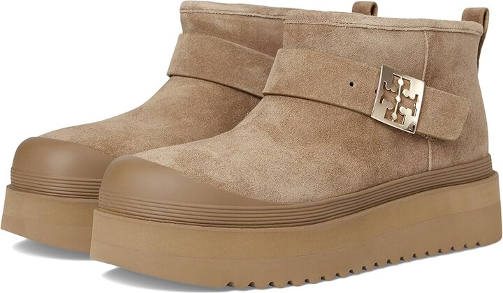 Tory Burch Mellow Shearling Platform Boot Women's Boots Light Chestnut/Gold : 9 M, Suede