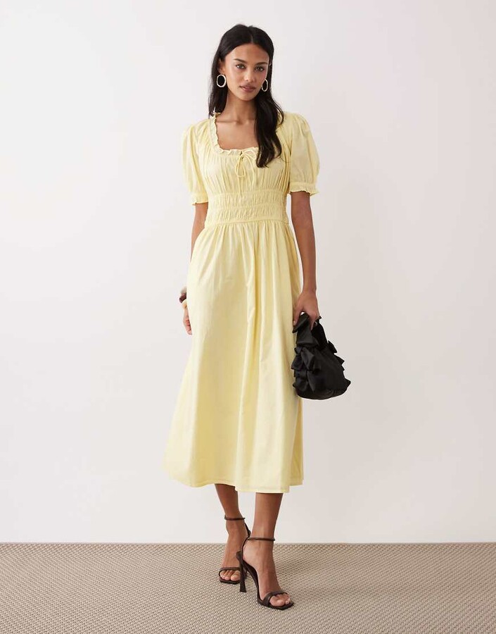 Nobody's Child Tula midi dress in lemon yellow