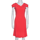 Thumbnail for your product : Roland Mouret Red Crepe Cowl Neck Knee Length Dress S