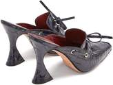 Thumbnail for your product : Sies Marjan Remi Patent Crocodile Effect Leather Mules - Womens - Navy