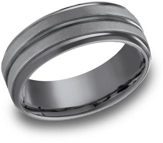 Benchmark Tantalum 8mm Powder Coated Finish Horizontal Center Cut Beveled Edge Design Ring
