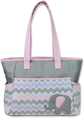 Baby Essentials Pink Elephant & Chevron Diaper Bag Set