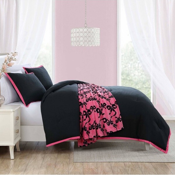 Betseyville by Betsey Johnson BetseyvilleJohnsonSignatureHotelSolidBlackFull/Queen4pcComforterShamBonusSet