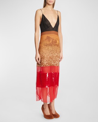 Stella McCartney Sheer Embellished Midi Dress with Horse
