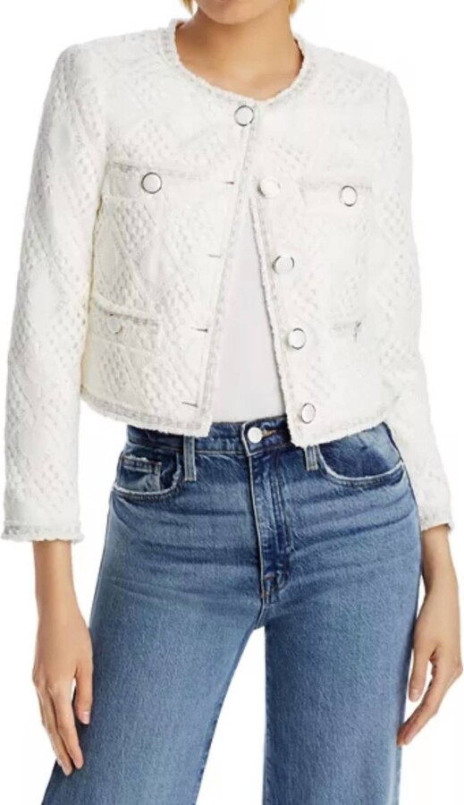 Milly Reign Diamond Crochet Jacket In White