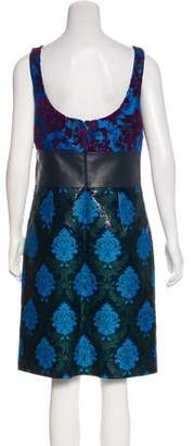 Mary Katrantzou Leather-Accent Sleeveless Dress