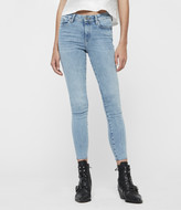 Thumbnail for your product : AllSaints Grace Ankle Fray Mid-Rise Skinny Jeans, Light Indigo Blue