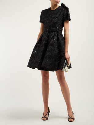 Prada Bouquet-brocade Flared Mini Dress - Womens - Black