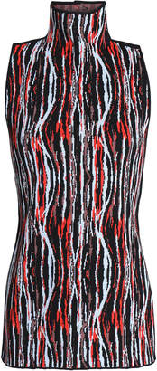 SOLACE London Open-back Printed Jacquard-knit Top
