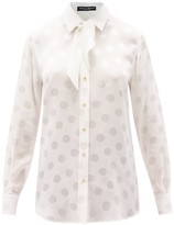 Thumbnail for your product : Dolce & Gabbana Neck-tie Polka-dot Silk Blouse - White
