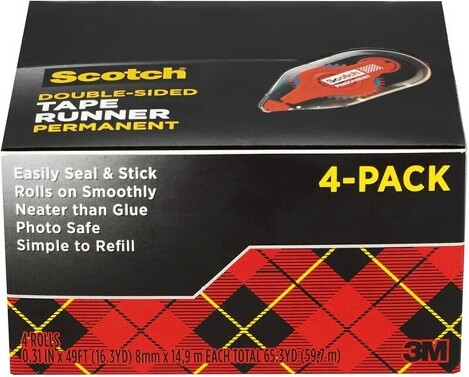 Scotch Double-Sided Permanent Tape Runner Value Pack .31 x 16.3 yds each  Clear 4/Pack (6055BNS) - ShopStyle Home Office