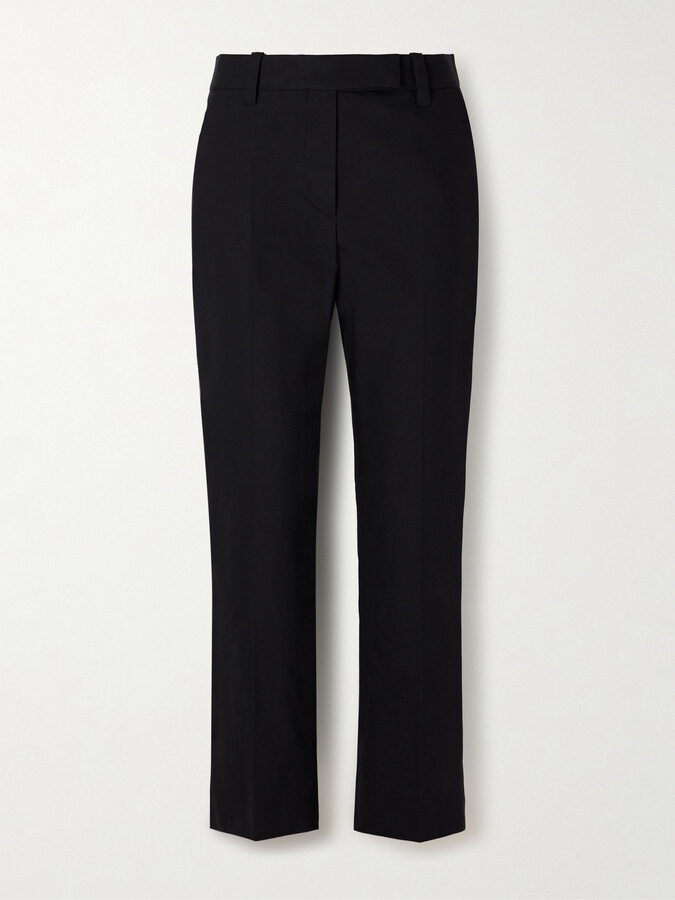 Brunello Cucinelli - Pleated Stretch-cotton Twill Tapered Pants - Black