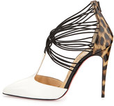 Thumbnail for your product : Christian Louboutin Confusa T-Strap Leather Red Sole Pump, White/Black