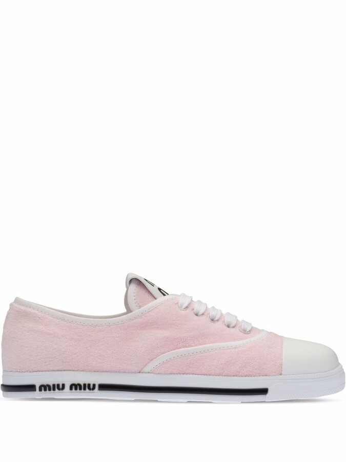スニーカー MIU MIU  Sneakers Women Fabric Pink/Alabaster Miu Miu Terry-Cloth low-top sneakers - ShopStyle