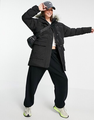 Helly Hansen regina parka jacket in black with faux fur trim hood -  ShopStyle