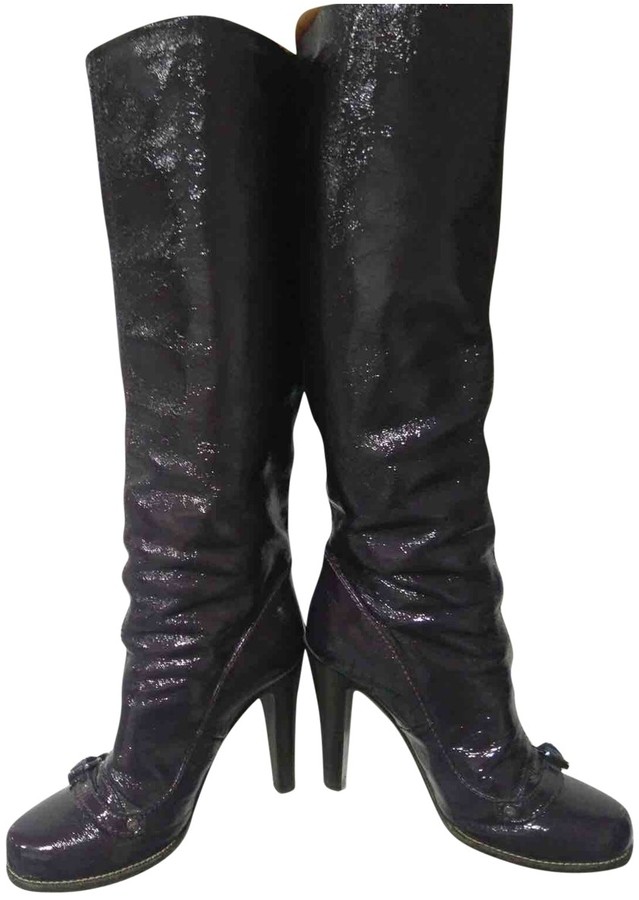 purple patent boots