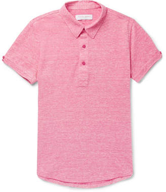 Orlebar Brown Sebastian Slim-fit MÃ©lange Linen And Cotton-blend PiquÃ© Polo Shirt - Pink