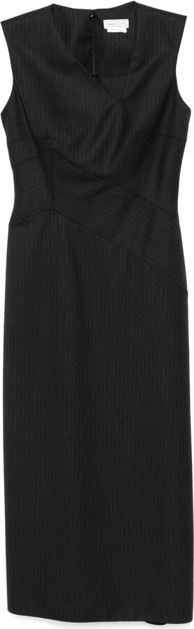 Alexander McQueen Pinstriped Midi Dress