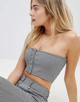 Thumbnail for your product : Honey Punch Bandeau Crop Top In Mini Check Two-Piece