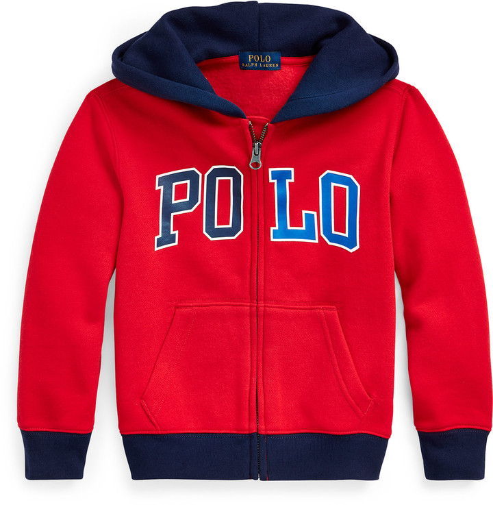 red zip up polo hoodie