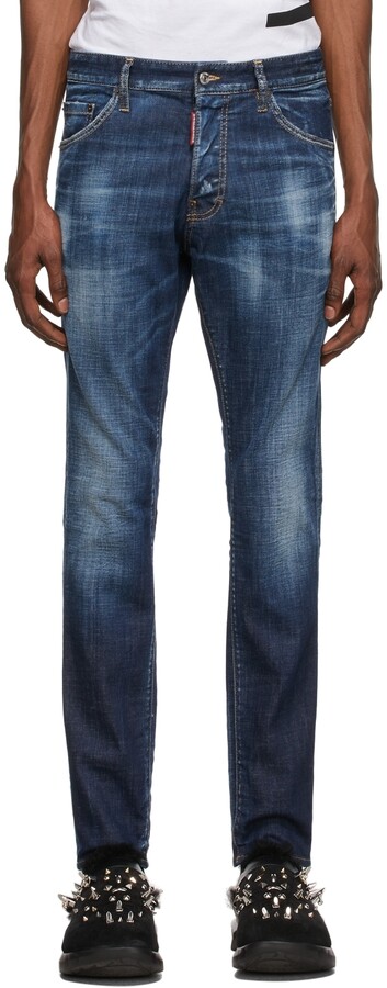 DSQUARED² Men Slim Fit Distressed Blue Jeans with Chain Link NEW NWT $750
