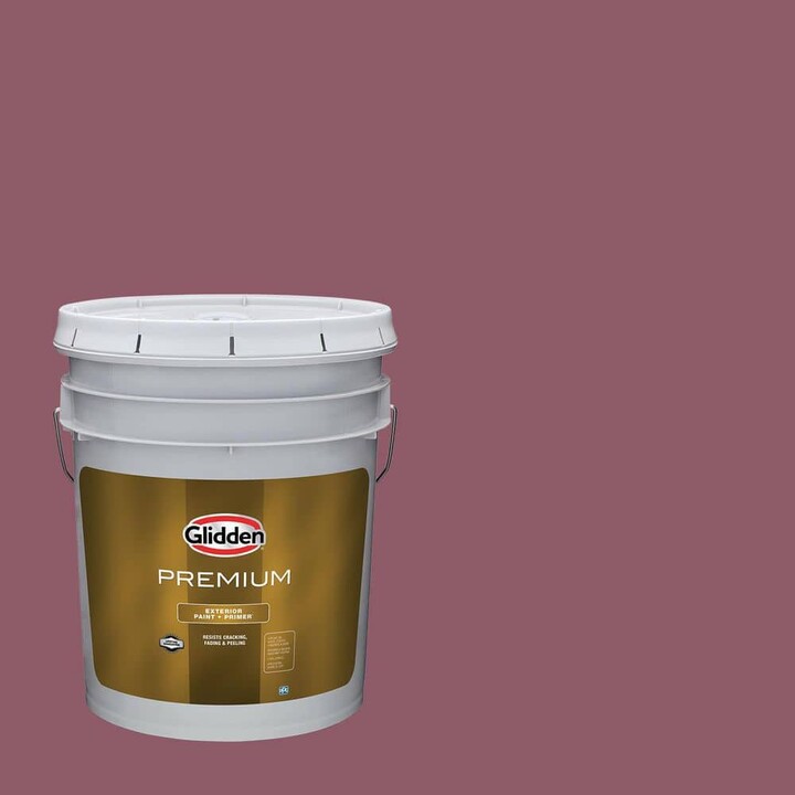 Glidden Premium 5 gal. PPG1049-6 Cabernet Semi-Gloss Exterior Latex Paint