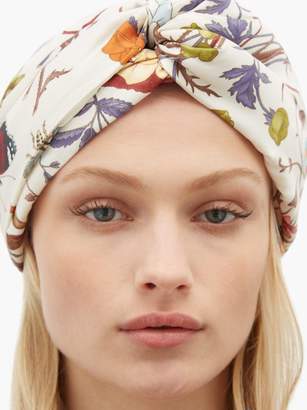 Gucci Floral Print Silk Twill Headband - Womens - White