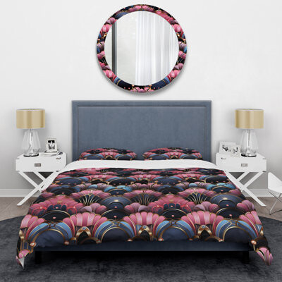 Design Art Damask Pink And Blue Art Deco Pattern I Bedding