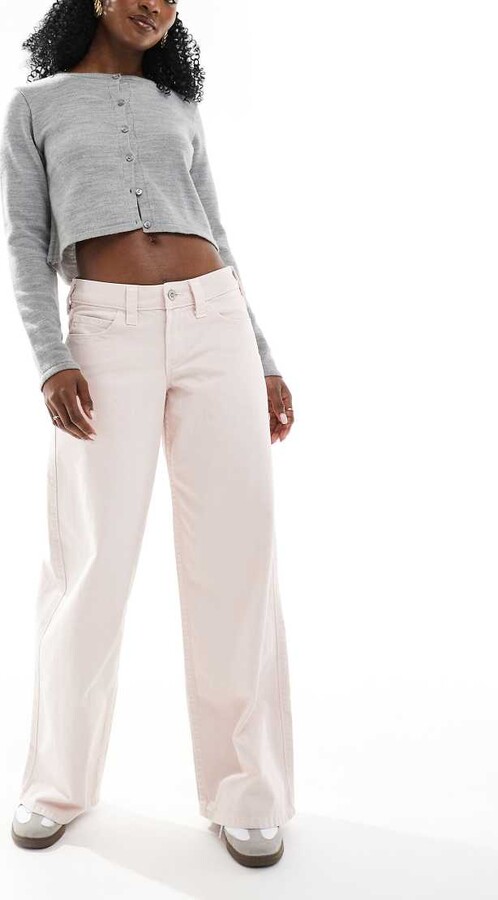 Hollister low rise super baggy jeans in light pink overdye wash
