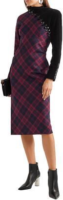 Marc Jacobs Velvet-paneled embellished checked wool dress