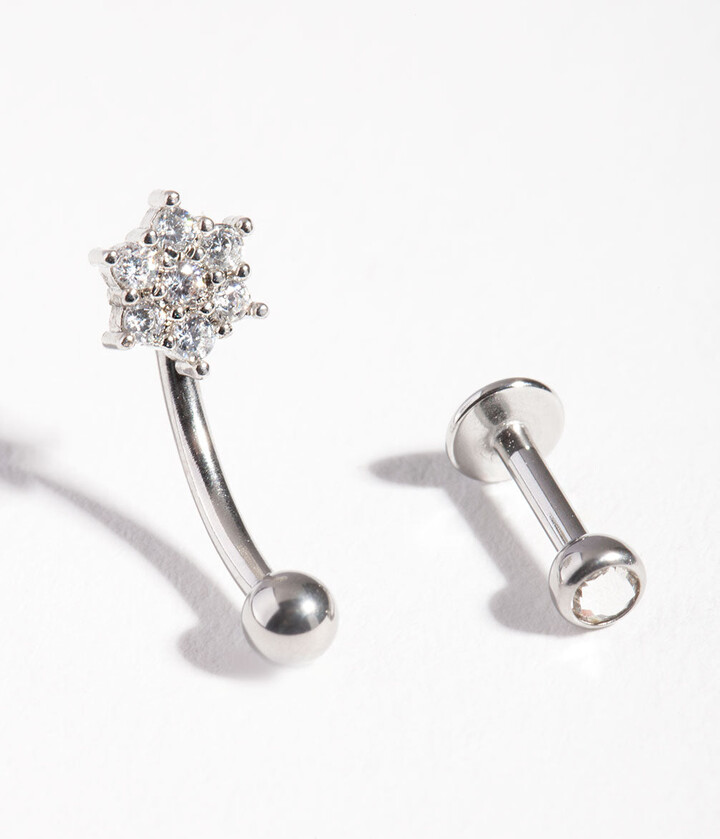 Lovisa Rhodium Surgical Steel Cubic Zirconia Cartilage Earring 2Pack