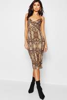 Thumbnail for your product : boohoo Satin Midi Cowl Front Dress