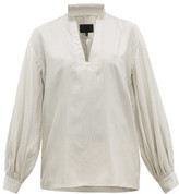 Thumbnail for your product : Nili Lotan Joey Striped Silk Blouse - White Multi