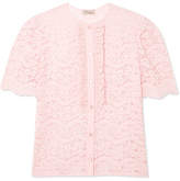 Temperley London - Lunar Ruffled Corded Cotton-blend Lace Top - Pink