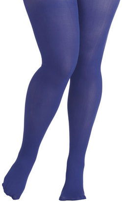Look From London Hosiery Seize the Day Tights in Cobalt - Plus Size