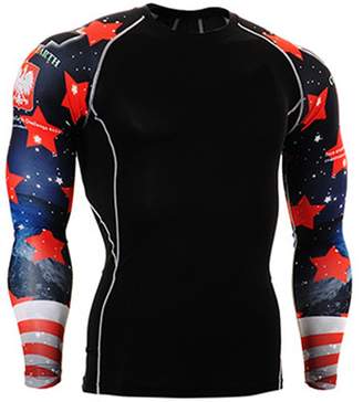YBL Men's Dry Skin Fit Long Sleeve Compression Printed Shirt Yellow s