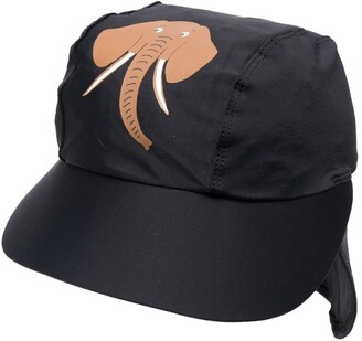 Mini Rodini Elephant-Print Neck-Flap Cap